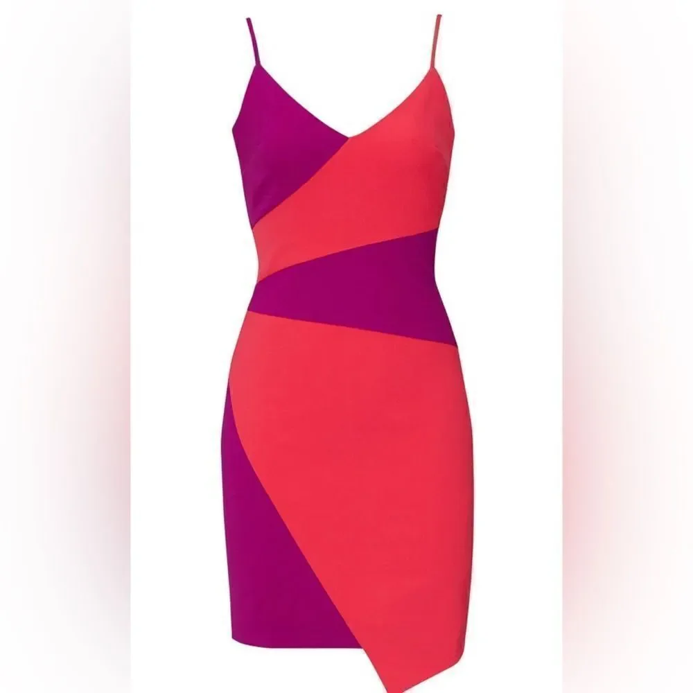 Nicole Miller Pink and Purple Asymmetrical dress size 4 - Picture 2 of 16